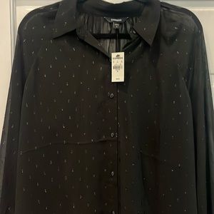 New With Tags Express Sheer Portofino Long Sleeve Blouse XL